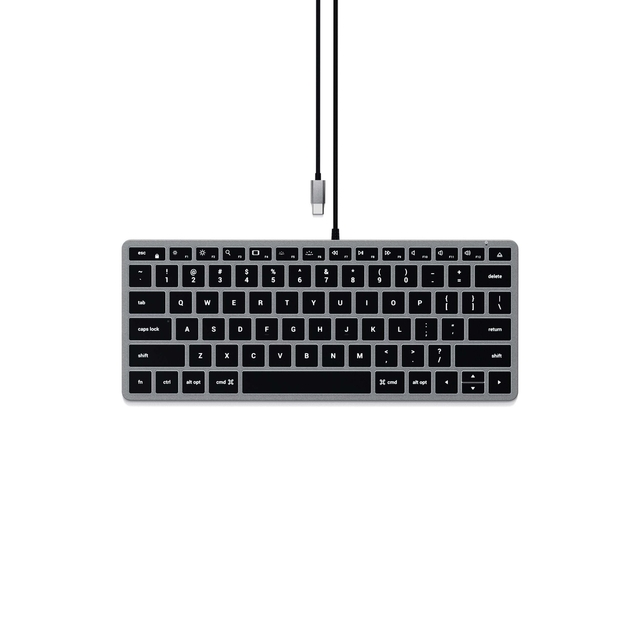Satechi Slim W1 Compact QWERTY Wired USB-C Backlit Keyboard with Adjustable Backlighting