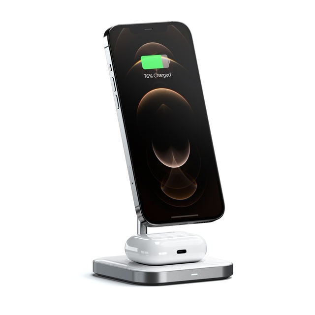 Aluminum 2-in-1 Magnetic Wireless Charging Stand with 7.5W Fast Charging for iPhone and AirPods