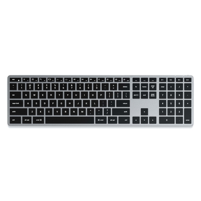 Slim X3 Bluetooth Backlit Keyboard with Extended Layout Multi-Device Sync and Adjustable Backlighting for MacBook