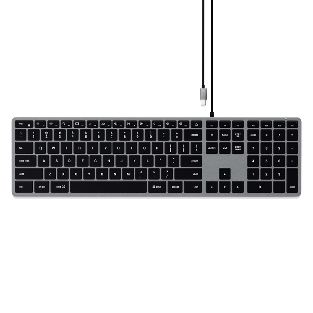 Slim W3 Wired Backlit Keyboard with Adjustable Backlighting Full-Size Layout and Mac-Optimized Shortcut Keys