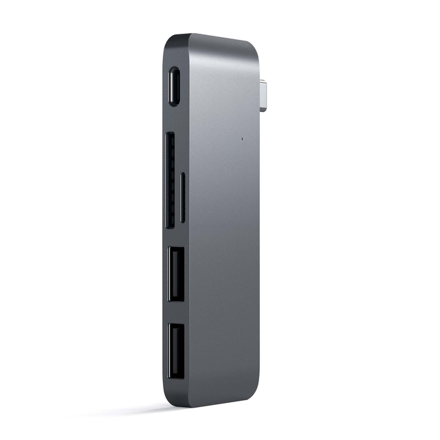 USB-C Hub with Pass-Through Charging, Card Reader, and Plug-and-Play Design for MacBook