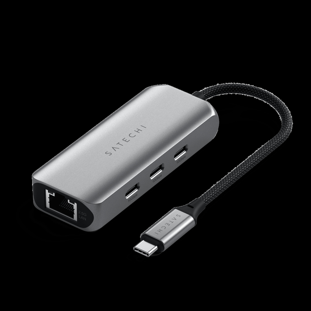 Satechi 4-in-1 USB-C Hub with 2.5 Gigabit Ethernet and USB 3.2 Gen2 for High-Speed Connectivity in a Compact Design